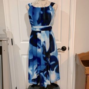 Jones NY blue watercolor dress